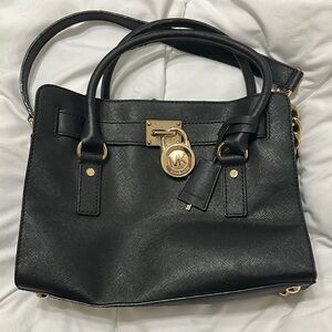 Michael Kors Black Satchel with Gold Hardware